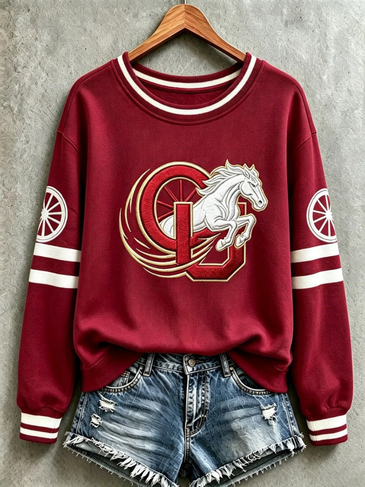Oklahoma Football Merch Sweatshirt Horse University Football Fans Gifts For Game Day
