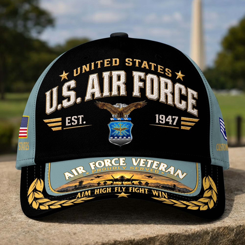 Personalized US Air Force Veteran Est 1947 Baseball Hat Veterans Day Merch Gifts On Fathers Day