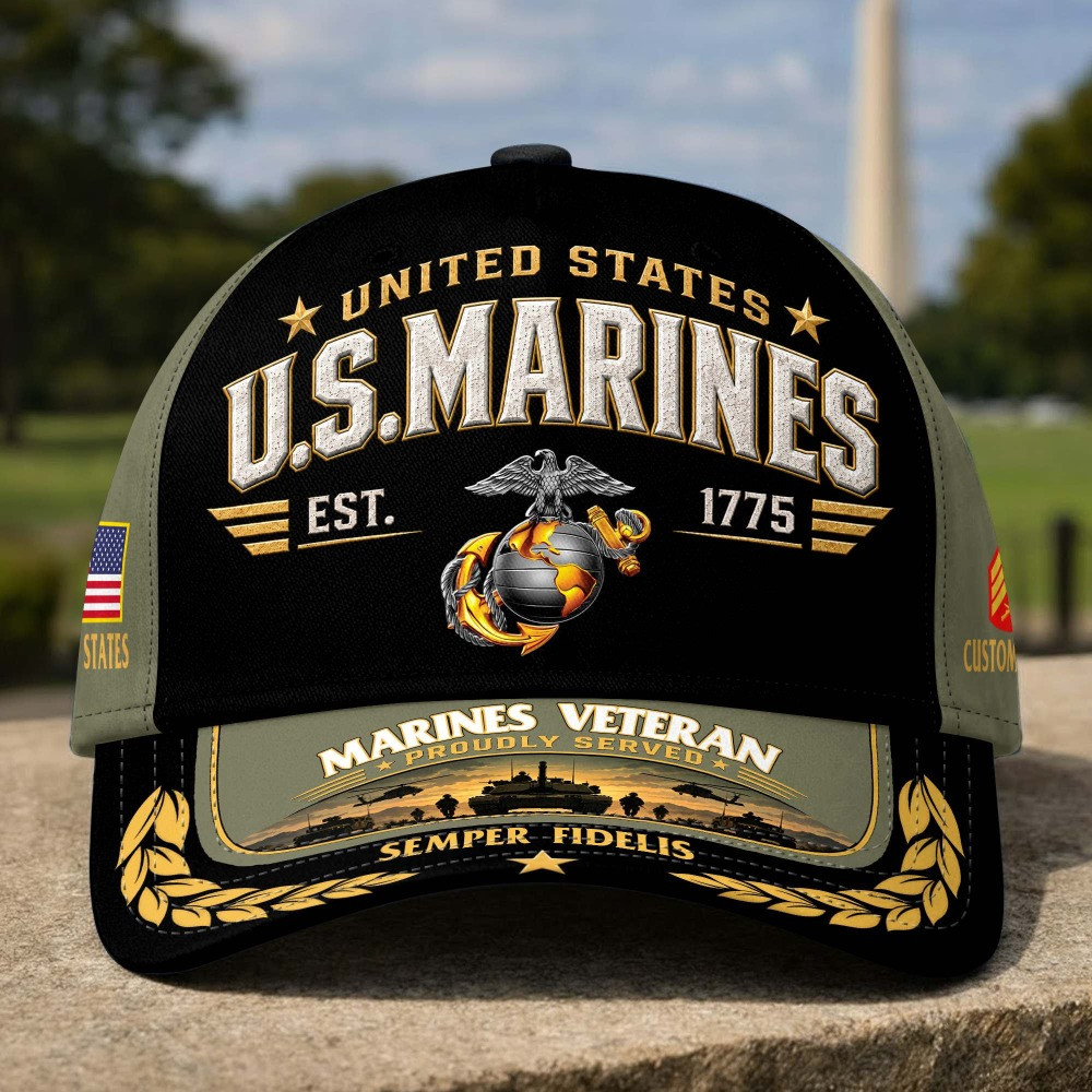 Personalized US Marine Corps Veteran Est 1775 Baseball Hat Veterans Day Merch Fathers Day Gifts