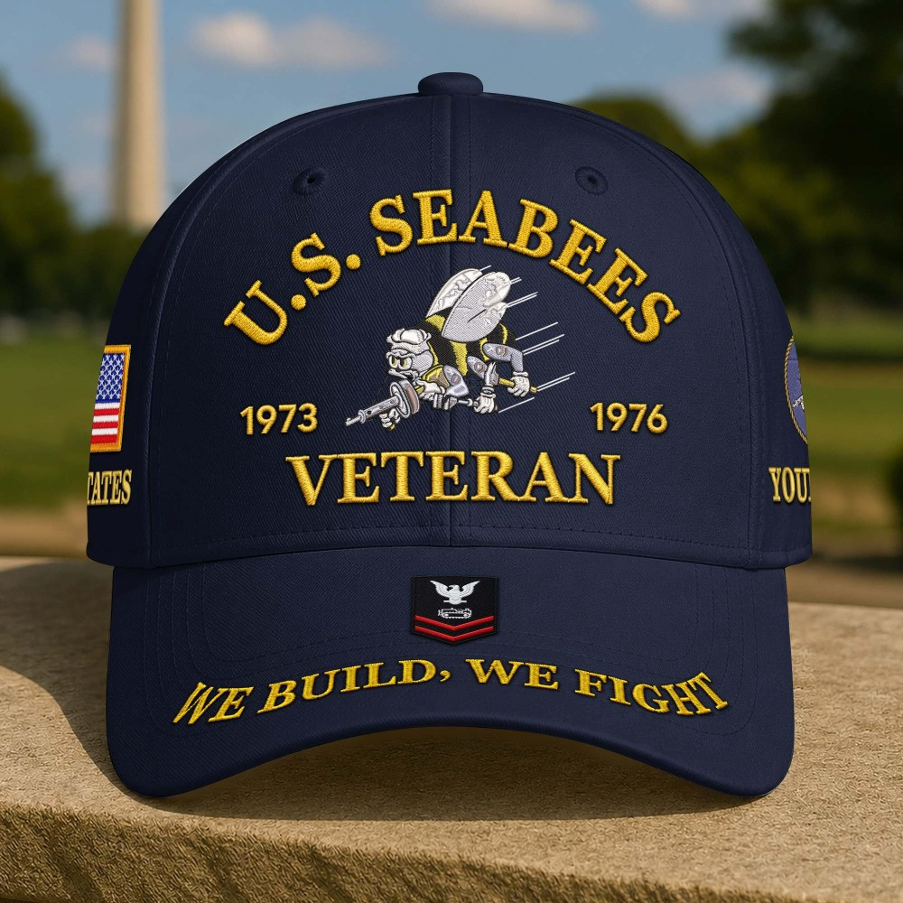 Personalized US Navy Seabees Veteran Hat Veterans Day Merch Gifts