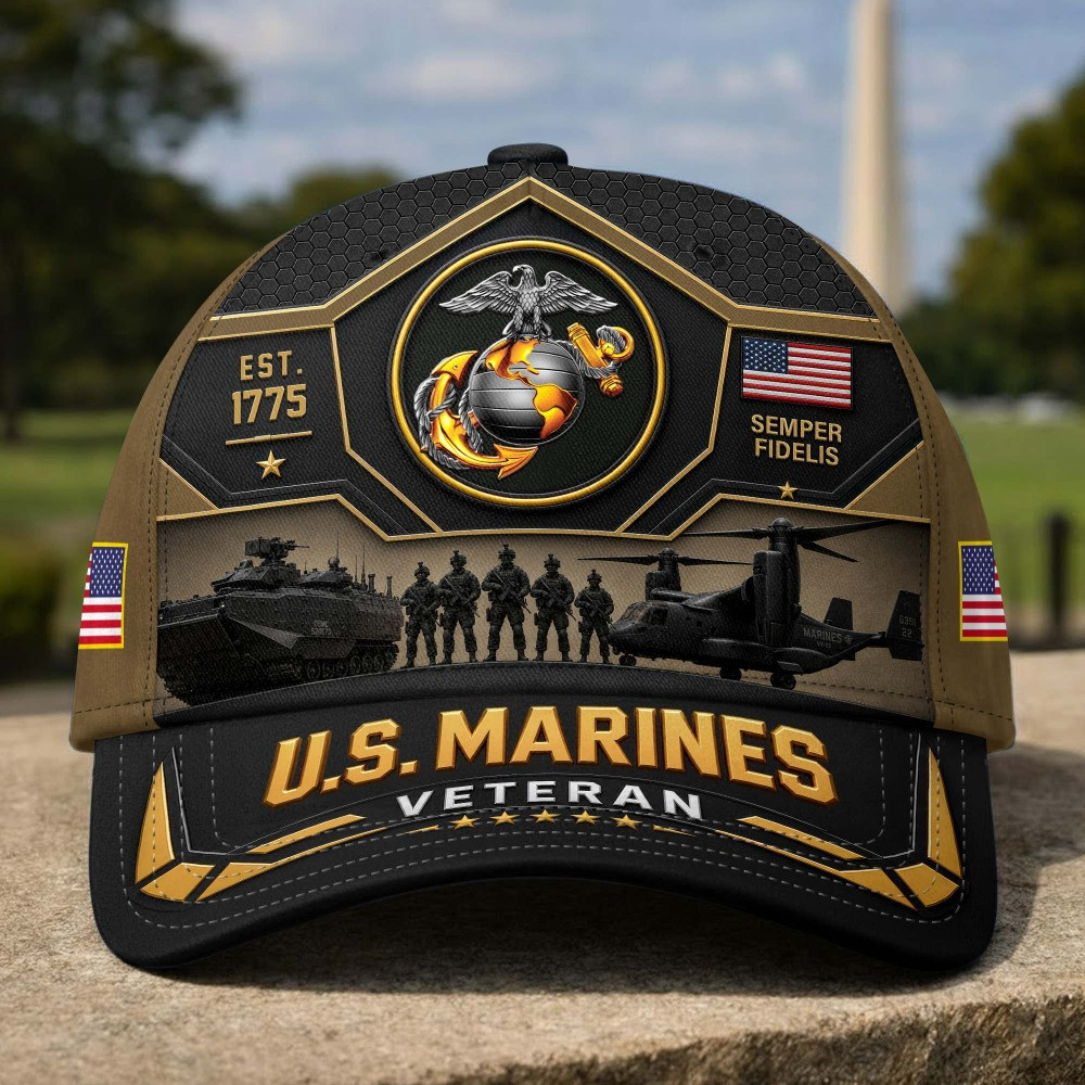 US Marine Corps Veteran Soldiers Silhouette Est 1775 Hat Veterans Day Merch Fathers Day Gifts