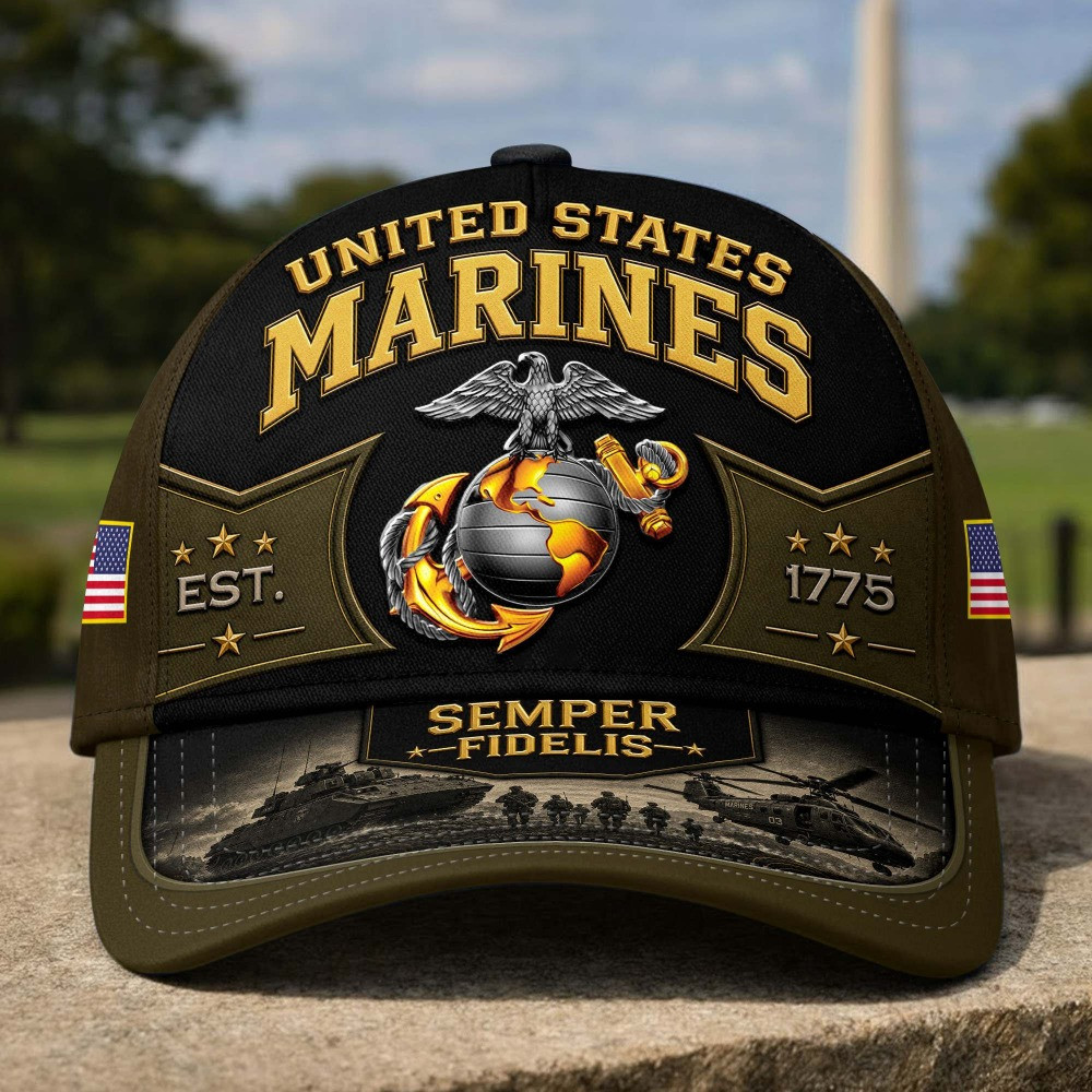 US Marine Corps Veteran United States Baseball Hat Patriotic Military Merch Fathers Day Gifts