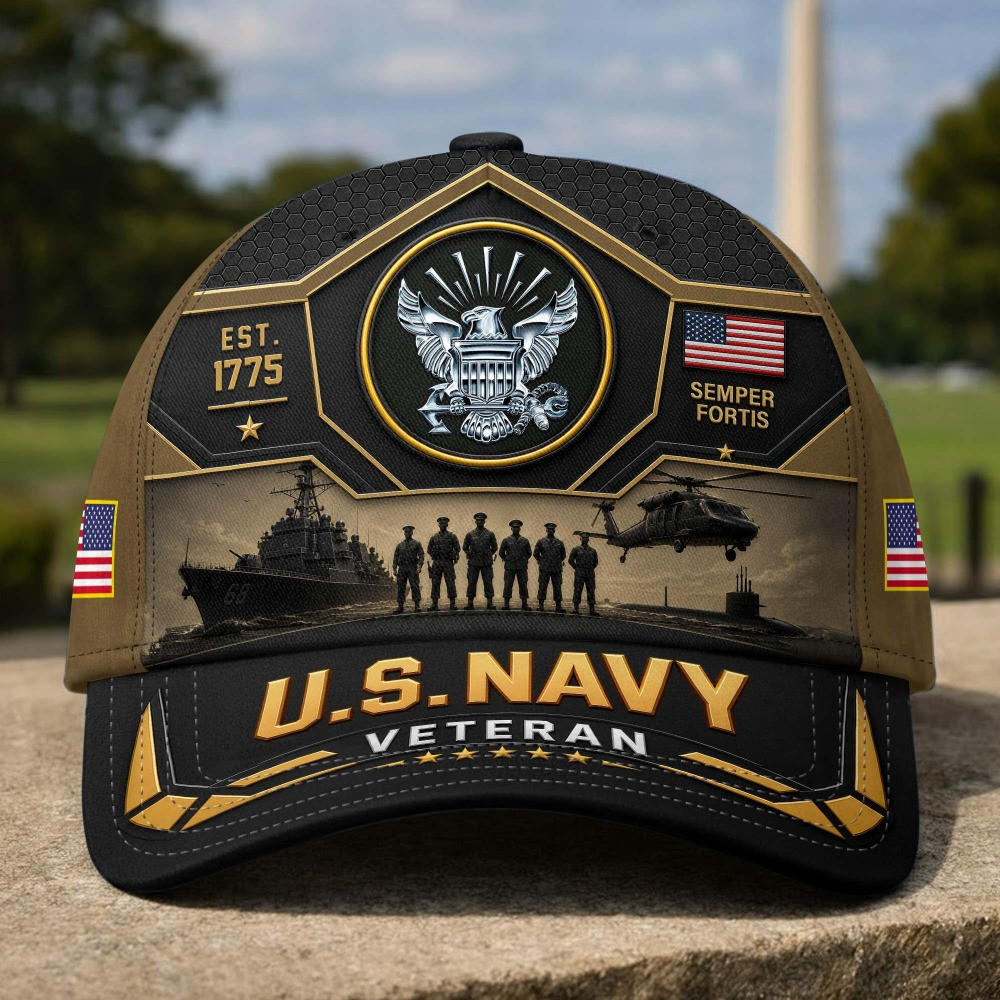 US Navy Veteran Soldiers Silhouette Est 1775 Baseball Hat Veterans Day Merch Fathers Day Gifts