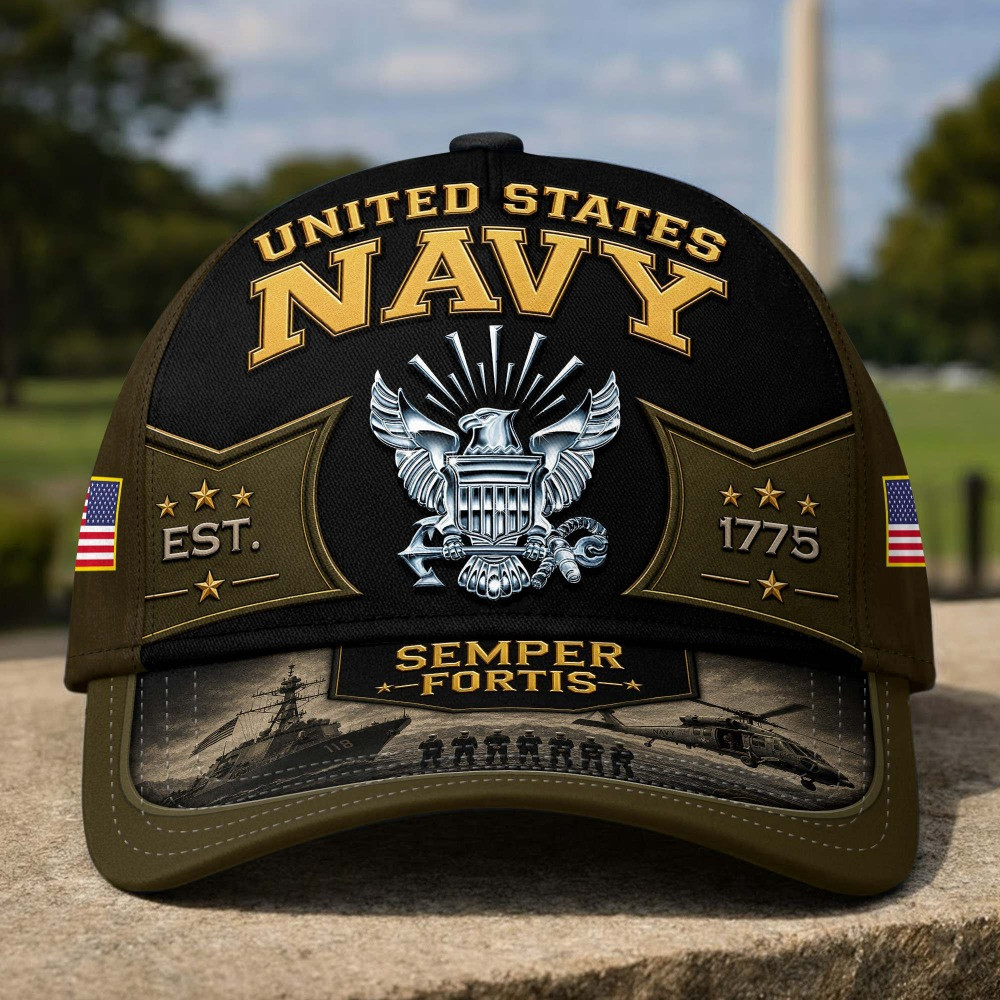 US Navy Veteran United States Semper Fortis Hat Veterans Day Merch Gifts On Fathers Day