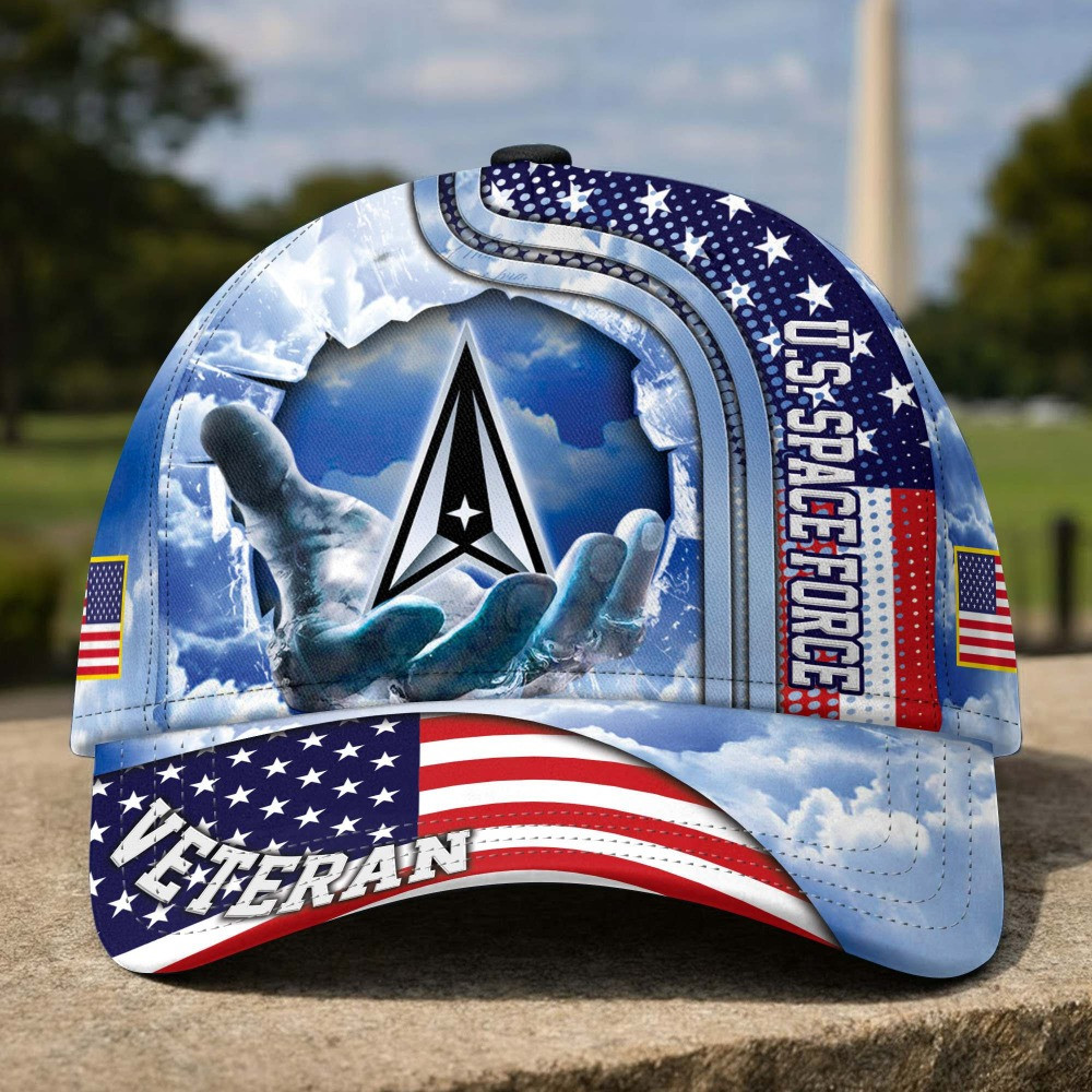 US Space Force Veteran American Flag Baseball Hat Veterans Day Merch Fathers Day Gifts
