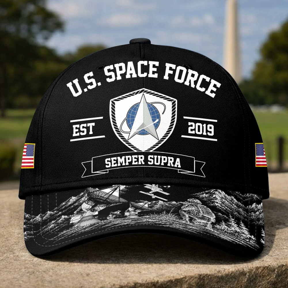 US Space Force Veteran Est 2019 Semper Supra Baseball Hat Veterans Day Merch Fathers Day Gifts